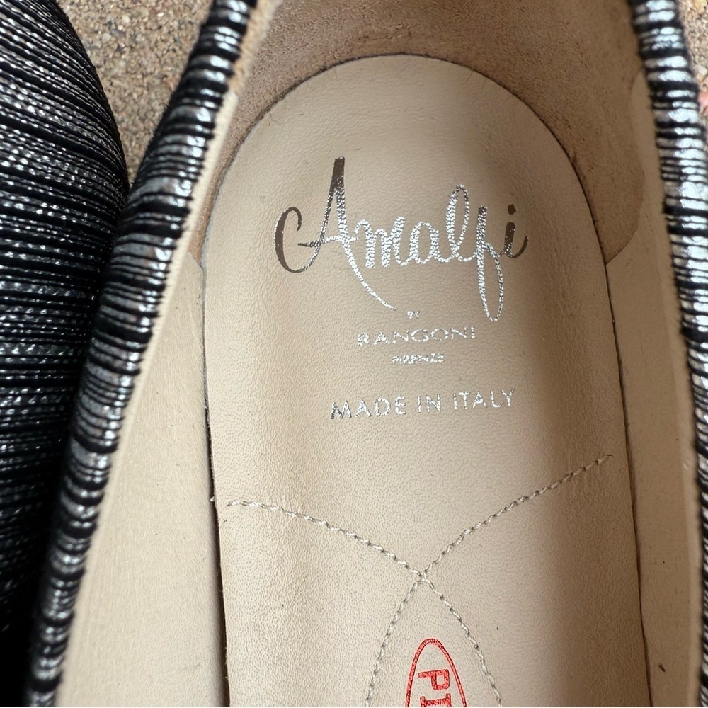 Rangoni Amalfi Women’s Silver Gray Mito Pump Block Heel Leather Italy Size 6.5 - Picture 4 of 12